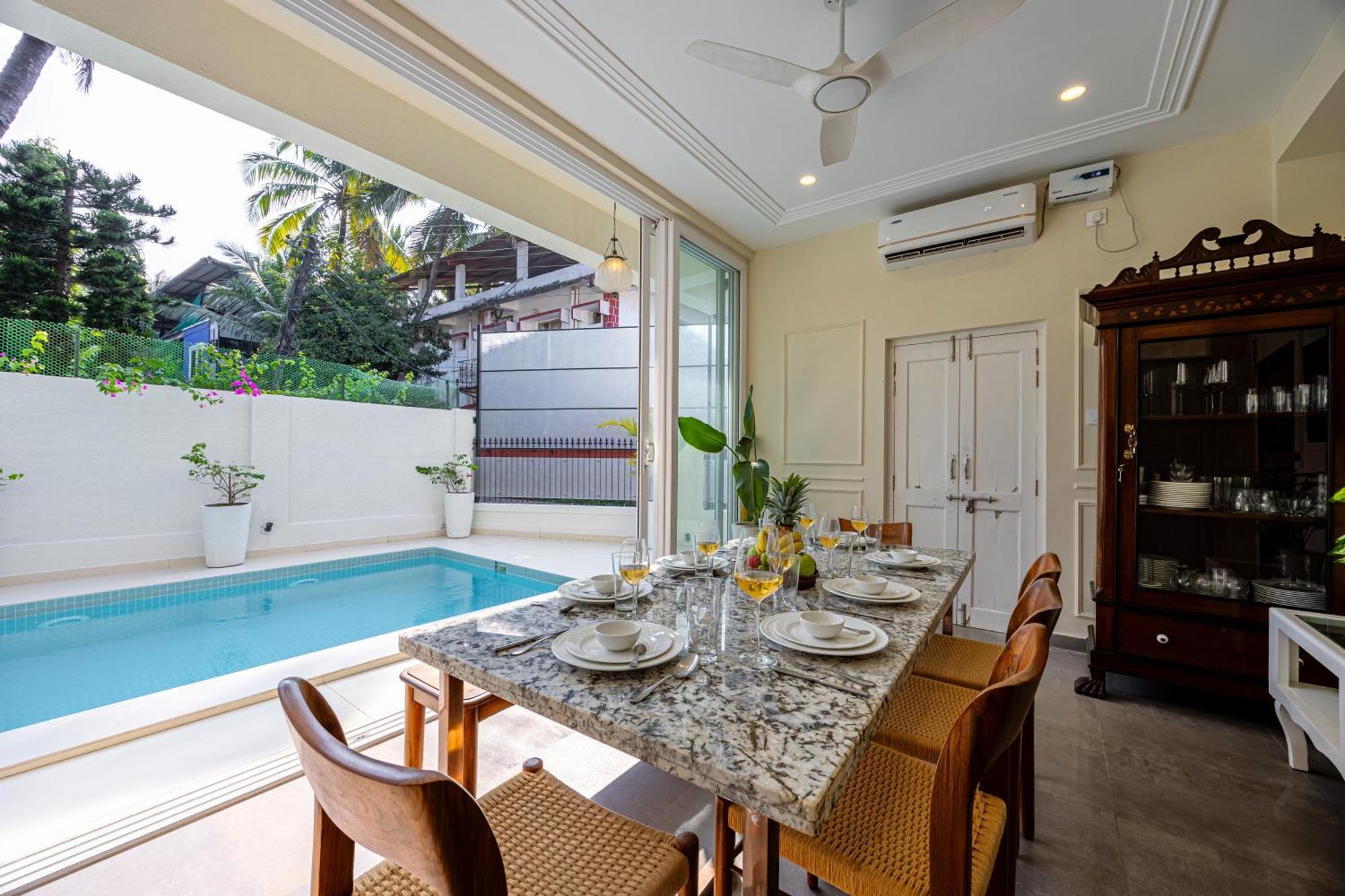 Elivaas 4 Bhk Villa Near Beach With Private Pool & Bar - Casa Boa Vida Candolim Buitenkant foto