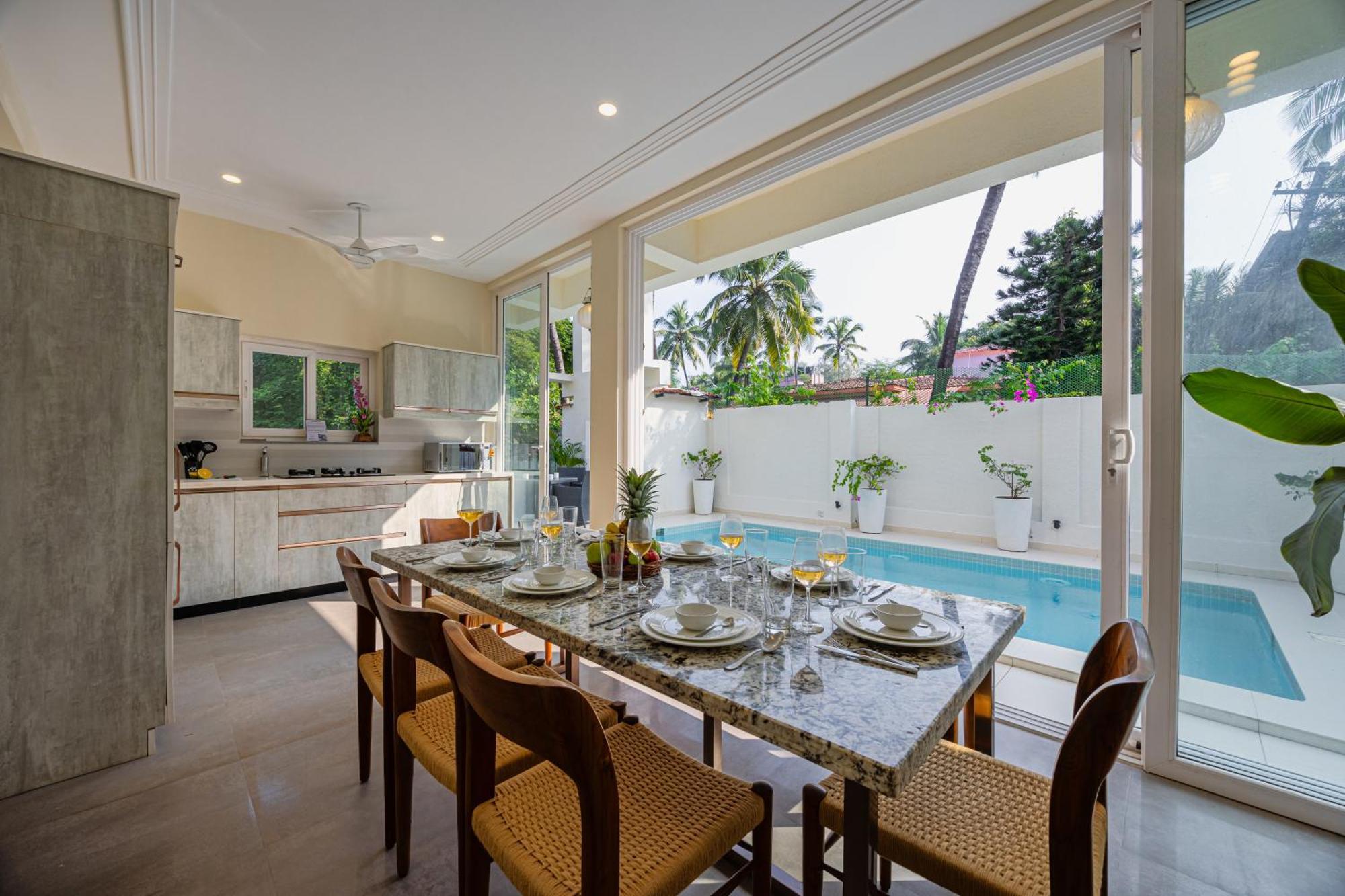 Elivaas 4 Bhk Villa Near Beach With Private Pool & Bar - Casa Boa Vida Candolim Buitenkant foto